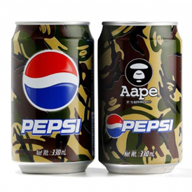 BAPE 副线品牌与PEPSI 合推迷彩罐装可乐
