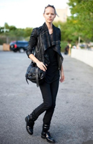 街拍超模演绎帅气中性黑色着装搭配